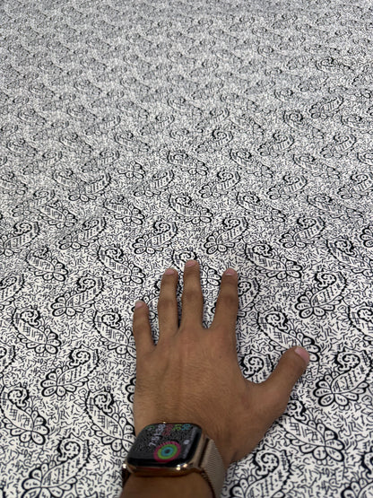 Buy Cotton Hosiery Black White Paisley Print Fabric