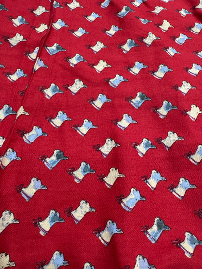 Buy Cotton Twill Red Base Multi Cat Printed Fabric