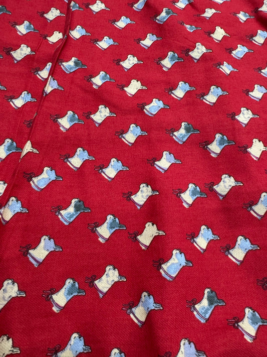 Buy Cotton Twill Red Base Multi Cat Printed Fabric