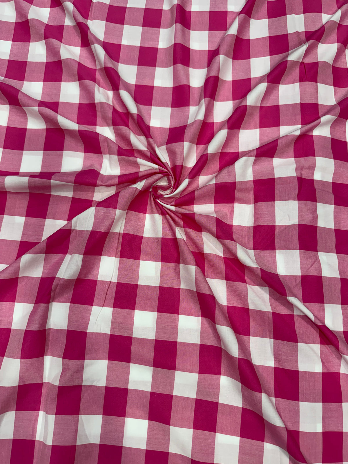 Buy Cotton Slub Dark Pink White Broad Check Fabric