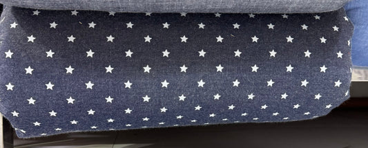 Buy Washed Blue Denim White Star Printed Fabric