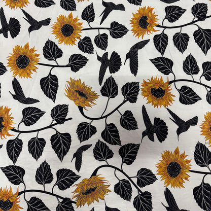 Buy Premium Collection HL Poplin Bold Sunflower Printed Fabric - MAF 