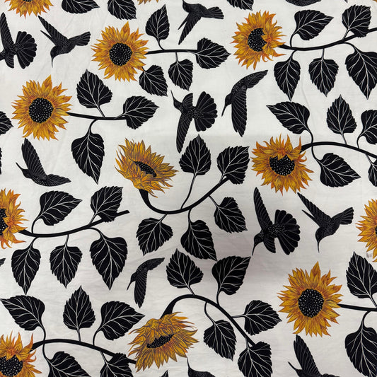 Buy Premium Collection HL Poplin Bold Sunflower Printed Fabric - MAF 