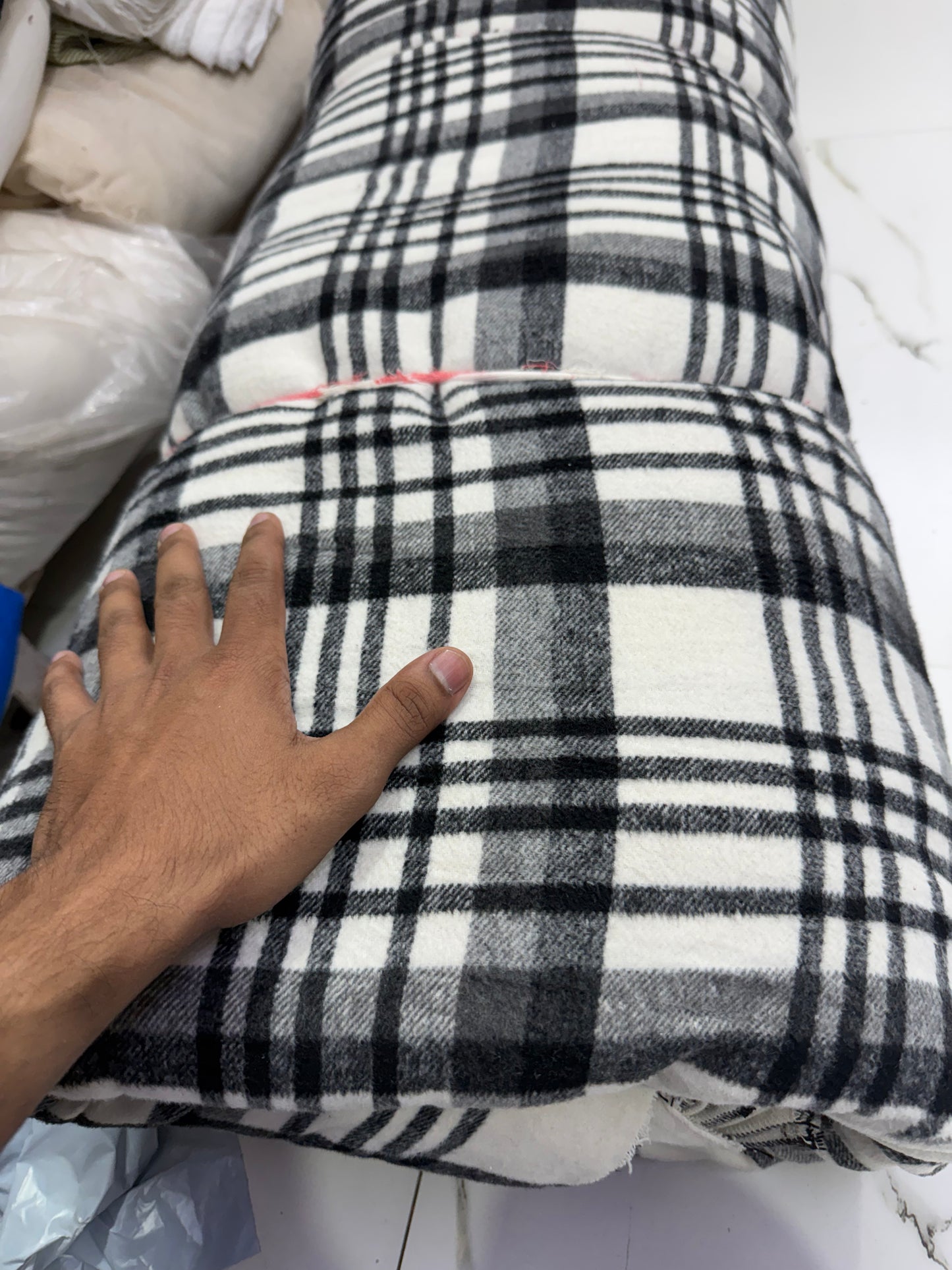 Buy Cotton Flannel Unique Black Check Fabric