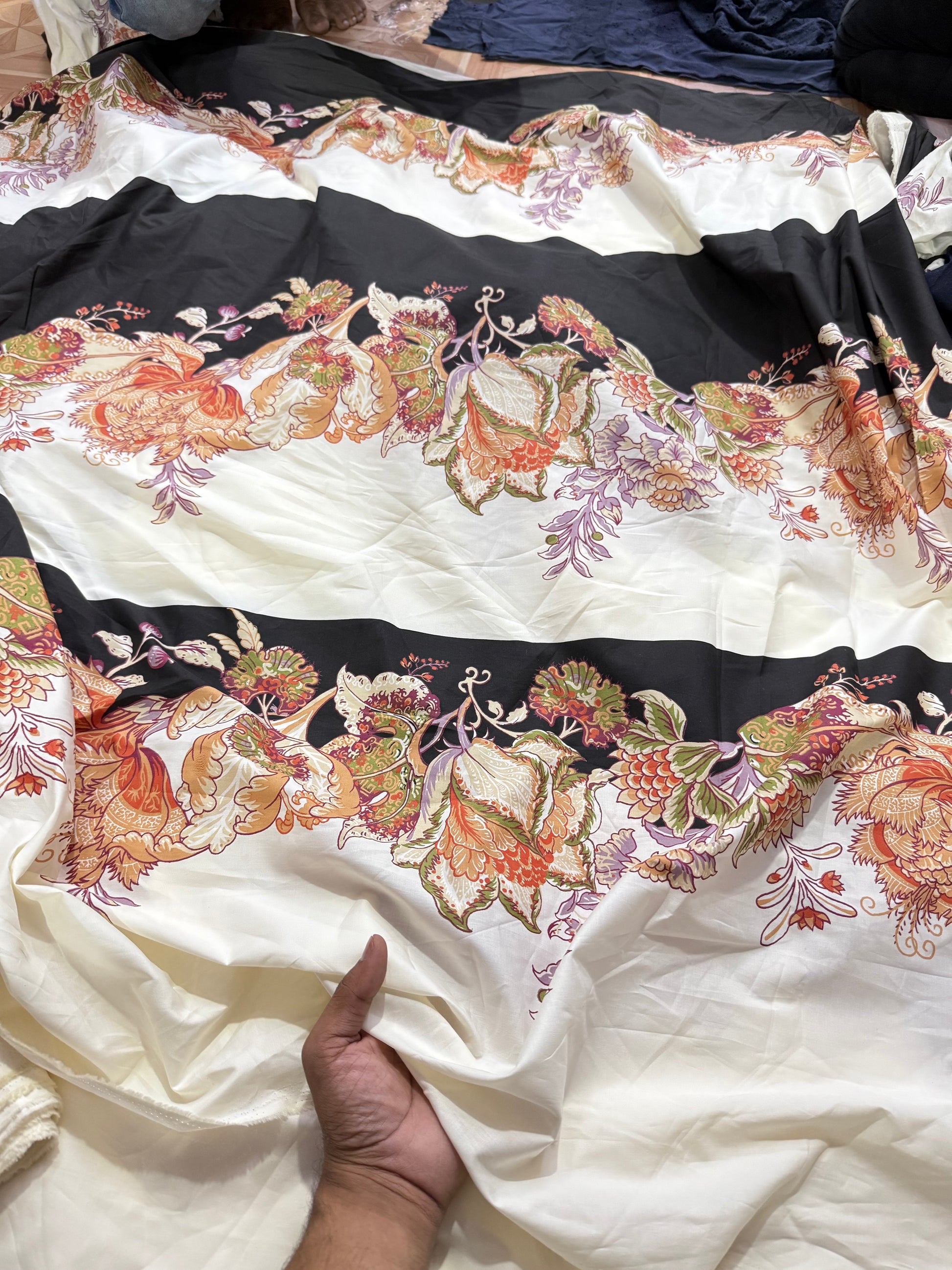 Buy Poplin Panel Floral Printed Fabric - MAF 