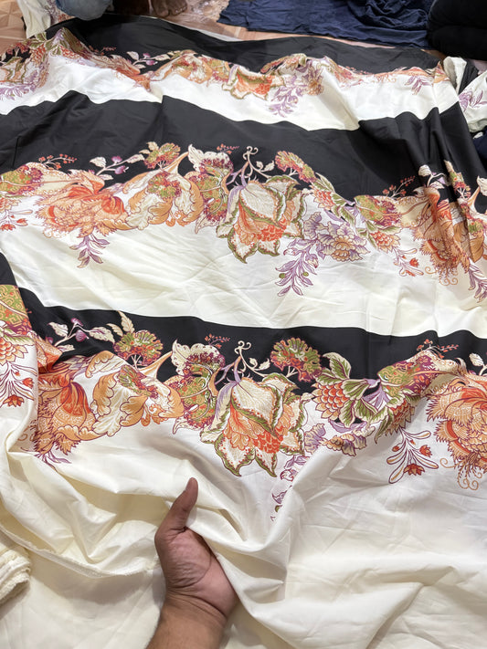 Buy Poplin Panel Floral Printed Fabric - MAF 