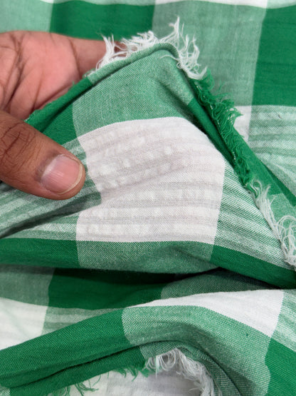 Buy Seersucker Green White Checks Fabric