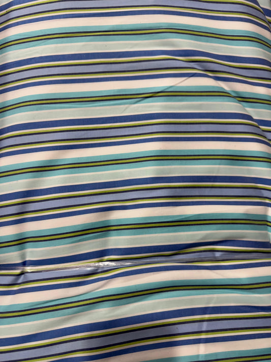 Buy Cotton Viscose Green Blue Stripe Fabric - MAF 
