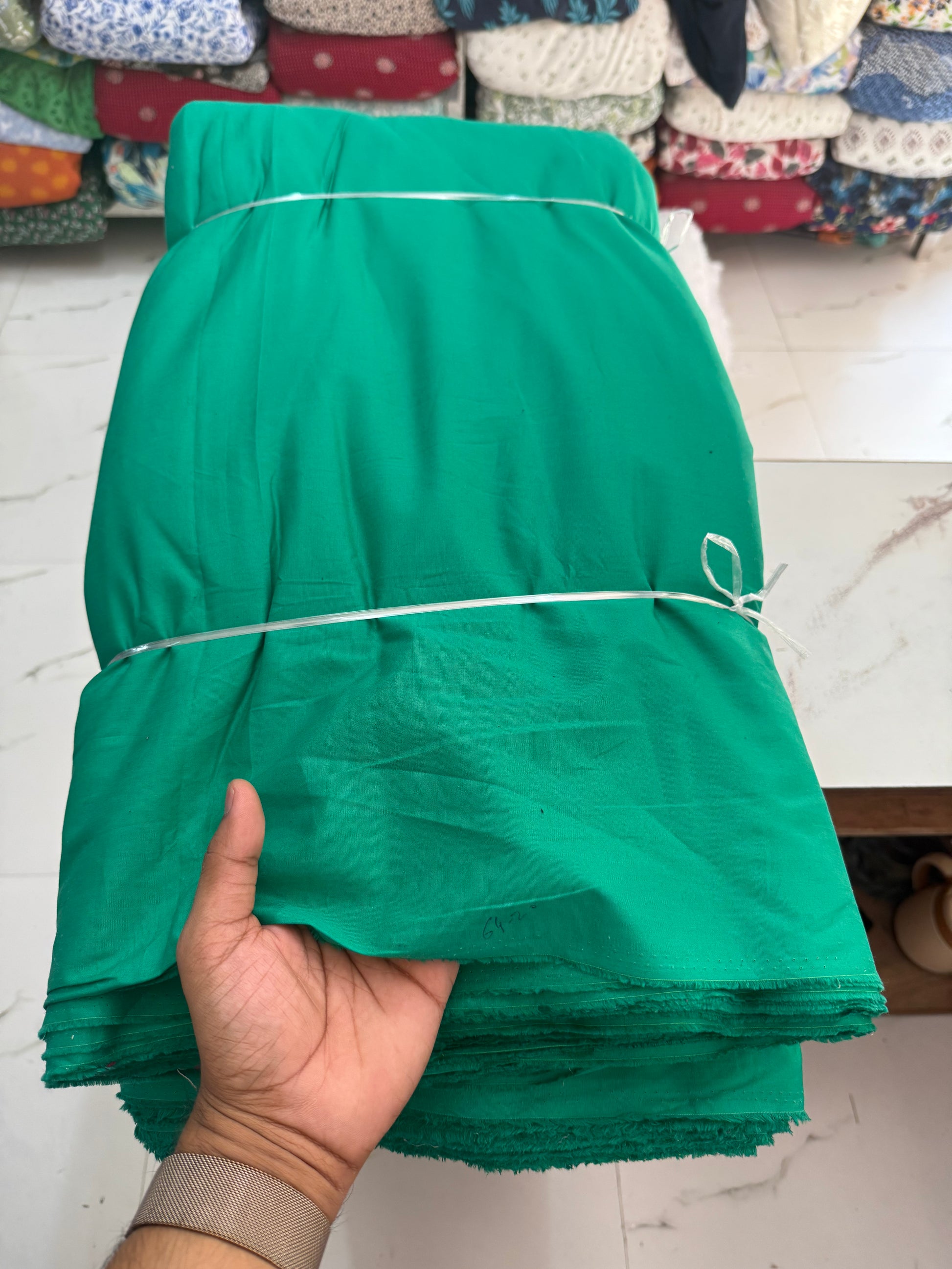 Buy Poplin Cotton Solid Green Fabric - MAF 