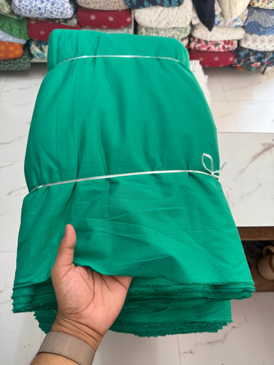 Buy Poplin Cotton Solid Green Fabric - MAF 