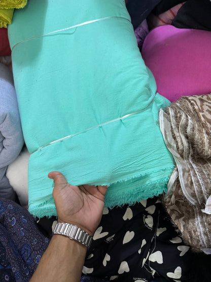 Buy Crimp Cotton Mint Green Solid Fabric - MAF 
