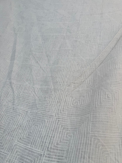 Buy pure linen white hand work embroidery fabric for kurta
