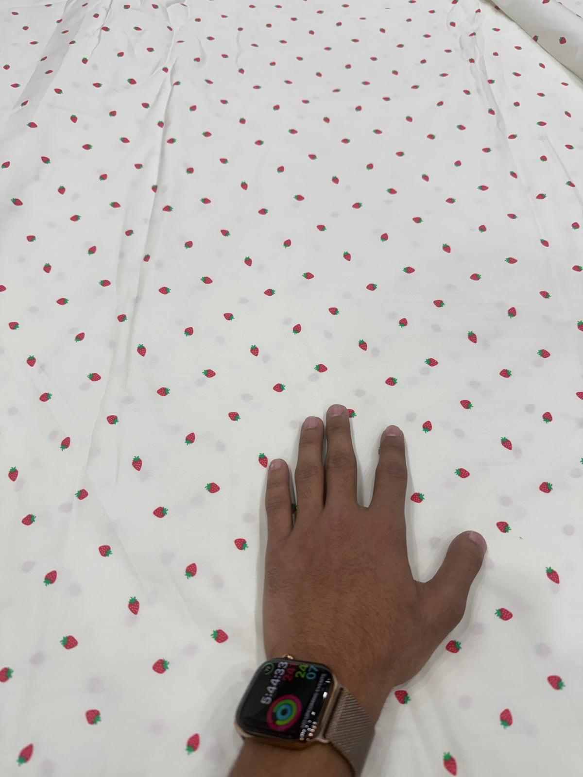 Buy Premium Ivory Poplin Strawberry Print Fabric