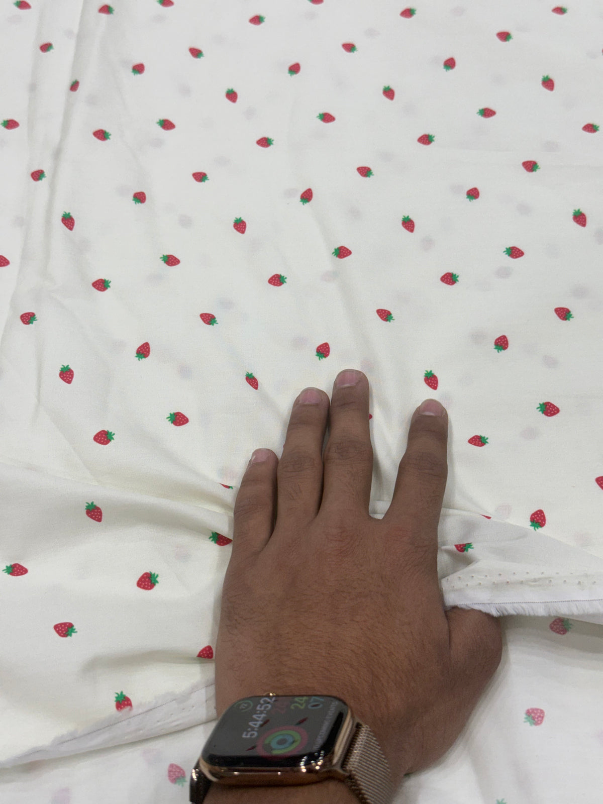 Buy Premium Ivory Poplin Strawberry Print Fabric
