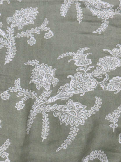 Buy Premium Sage Green Cotton Double Cloth Floral Print Fabric
