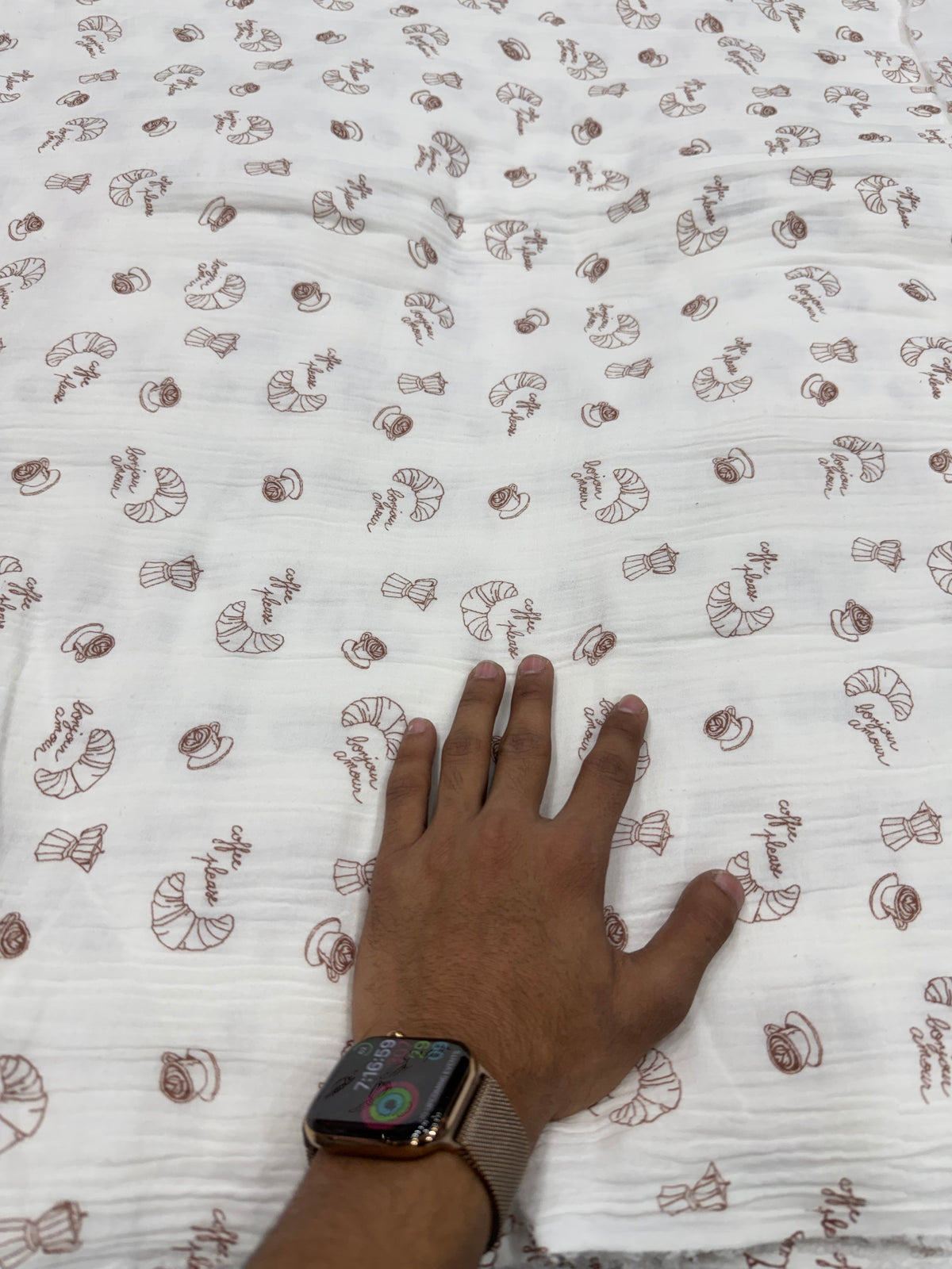 Buy Premium White Cotton Double Cloth Croissant Print Fabric