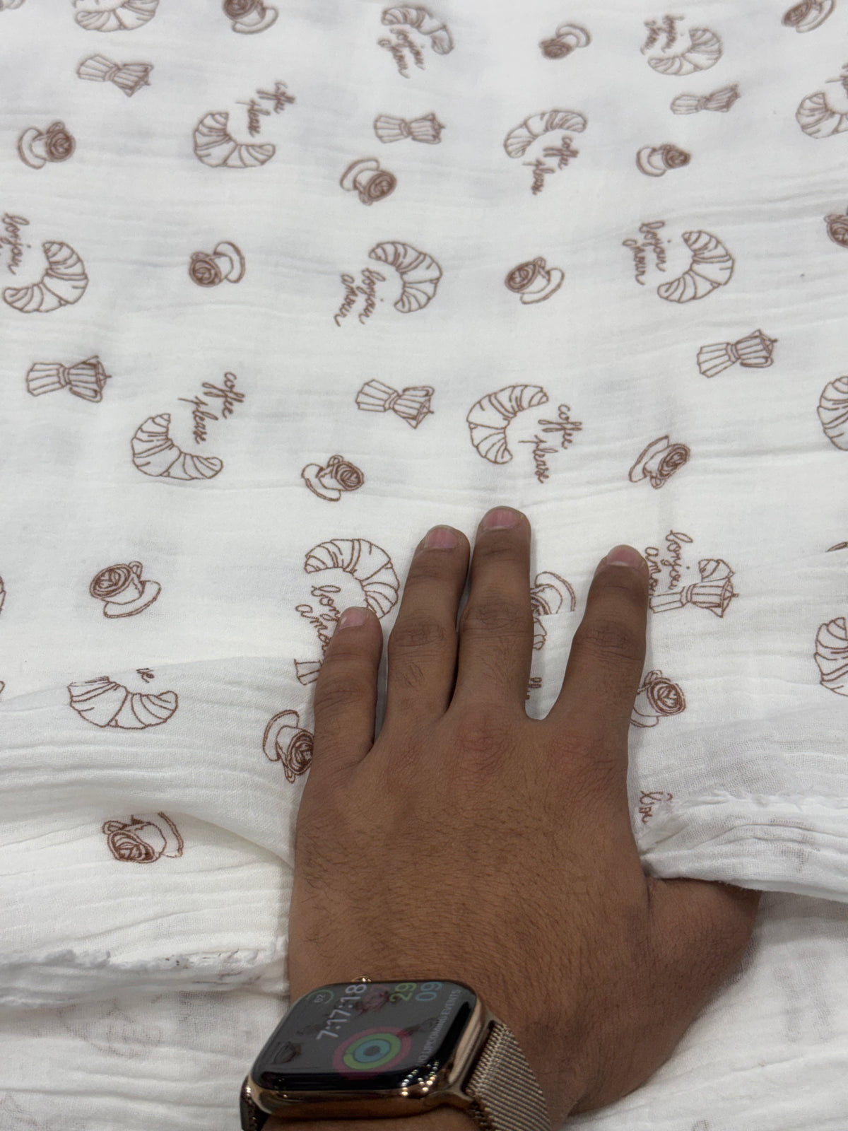 Buy Premium White Cotton Double Cloth Croissant Print Fabric