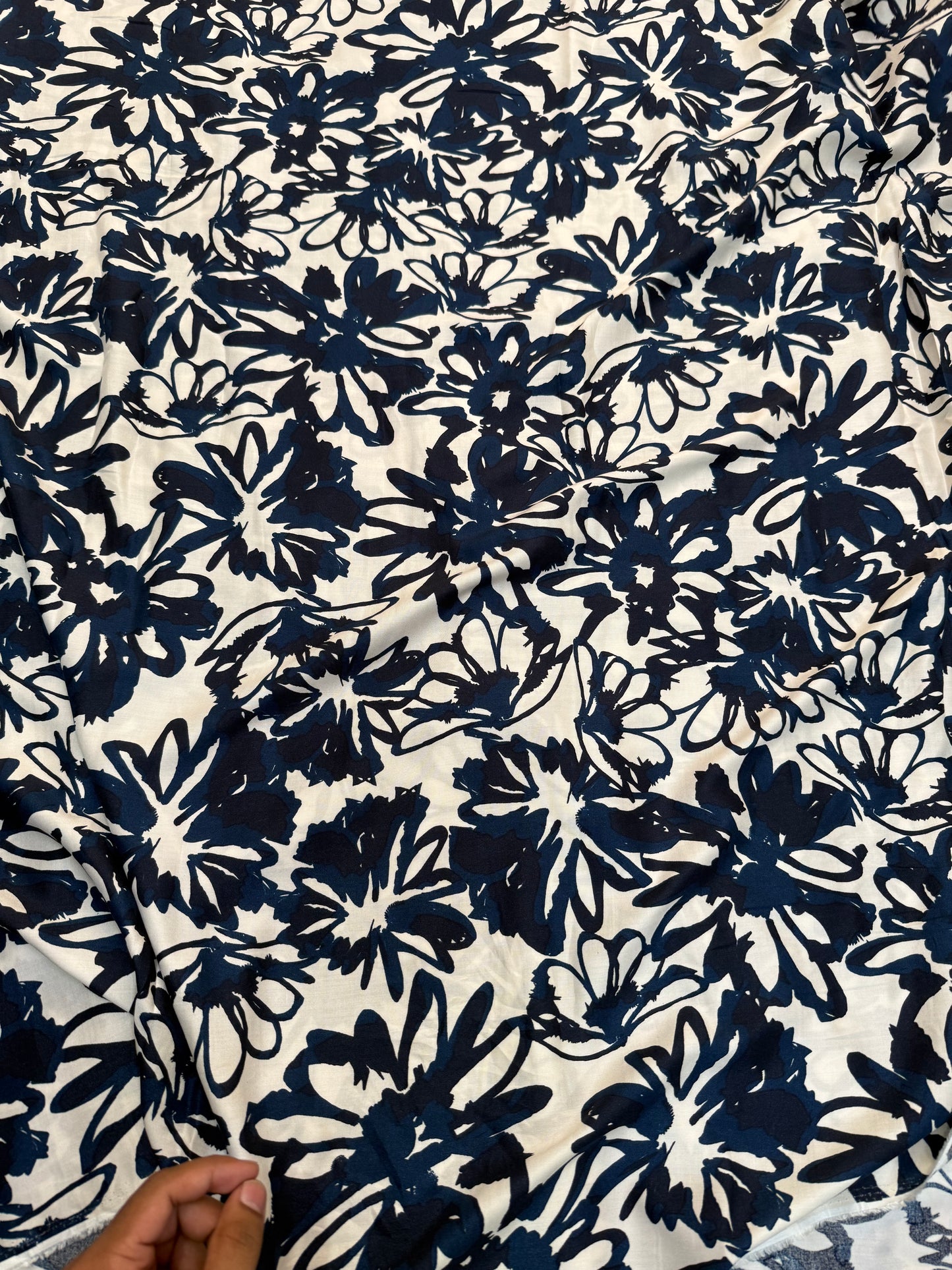 Buy Premium Viscose Rayon Western Blue Floral Printed Fabric