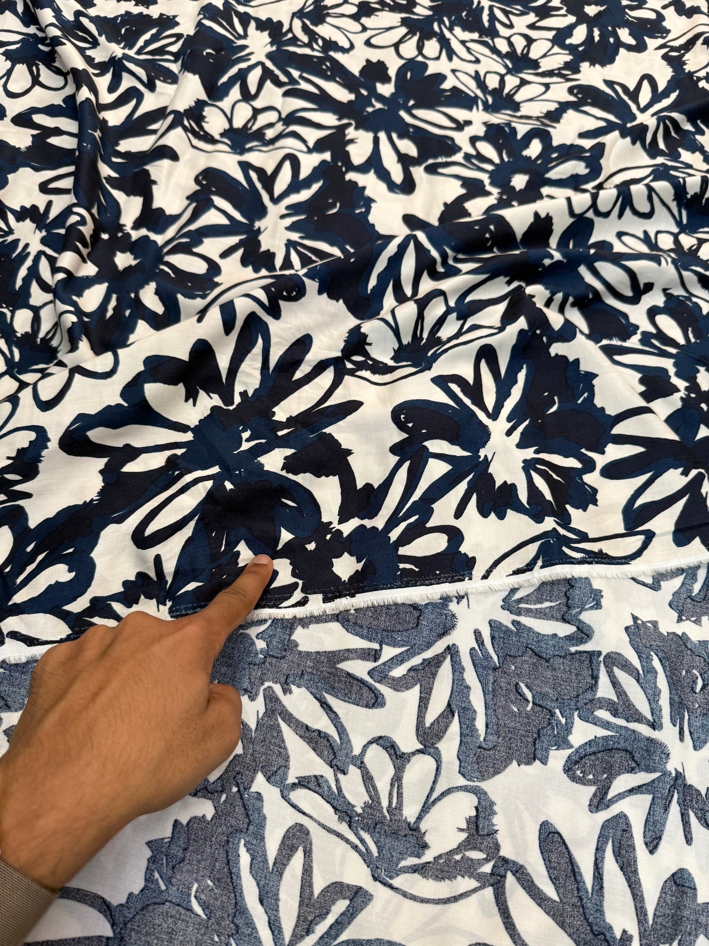 Buy Premium Viscose Rayon Western Blue Floral Printed Fabric