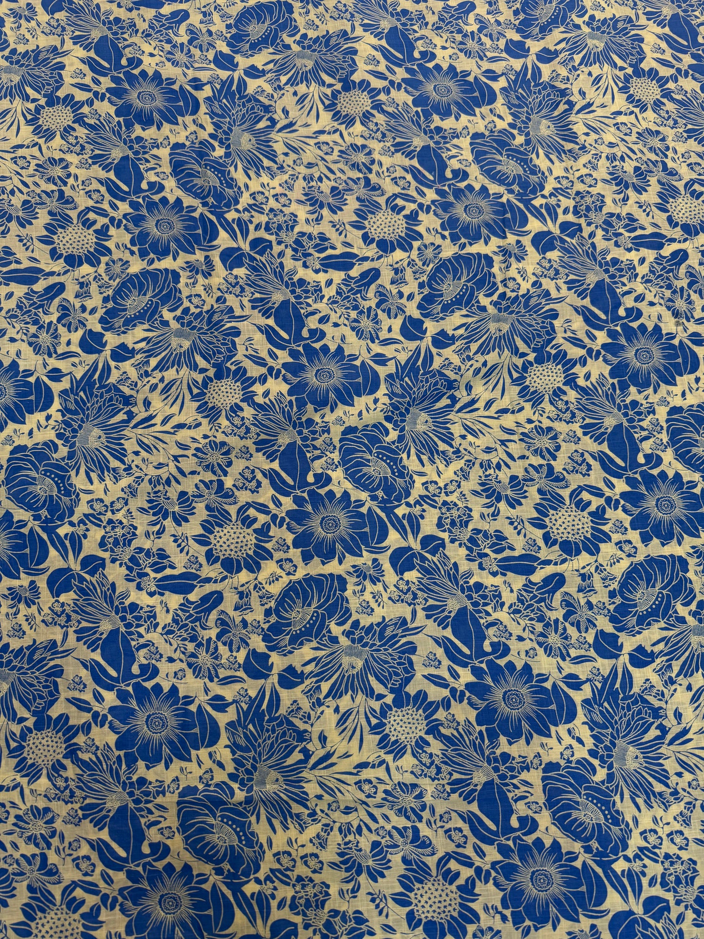 Buy Fine Premium Cotton Slub Botanical Blue Floral Printed