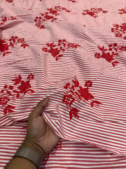 Buy Pure Cotton Seersucker Stripes Patchwork Embroidery Fabric with Big Width