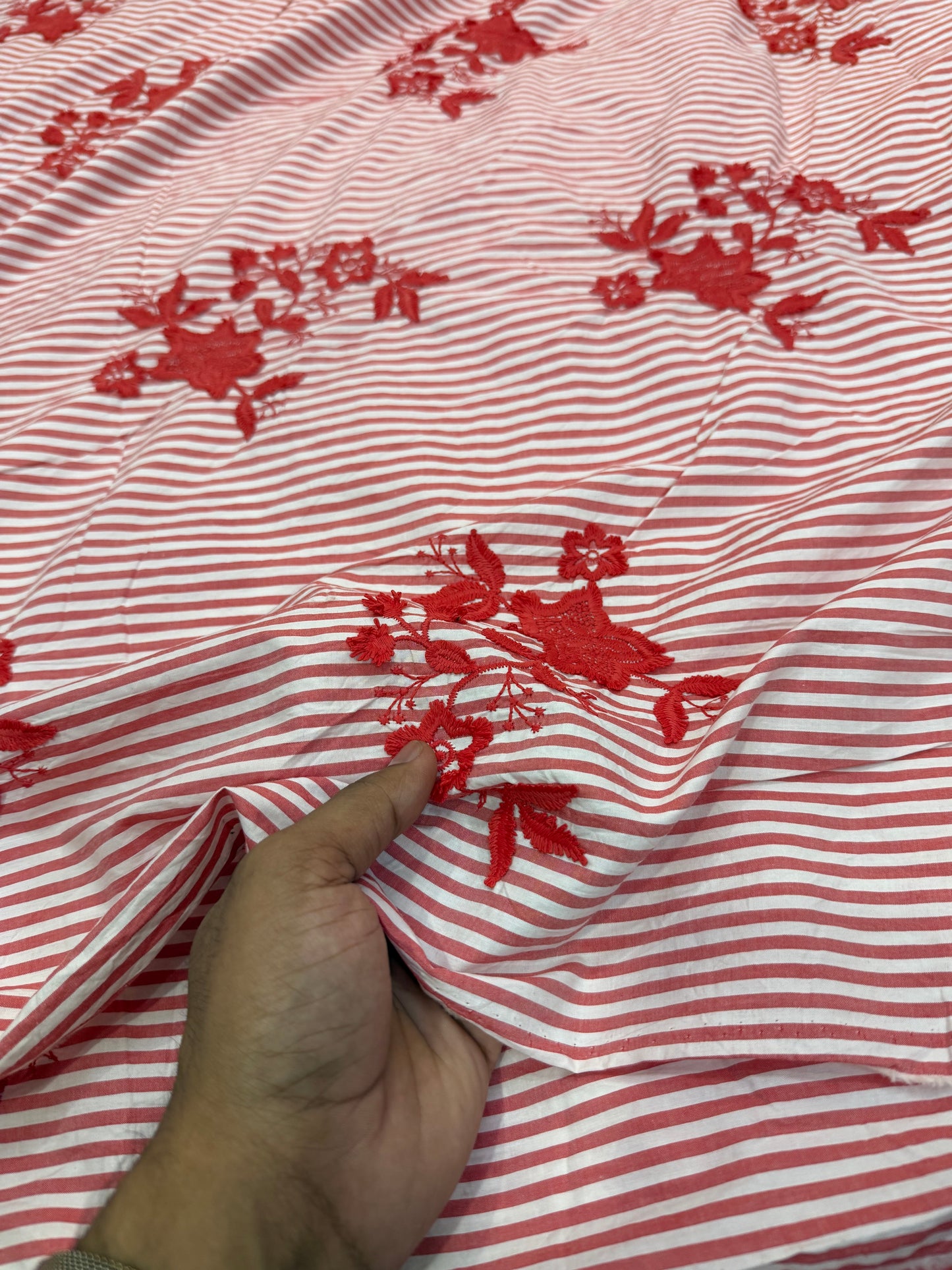Buy Pure Cotton Seersucker Stripes Patchwork Embroidery Fabric with Big Width