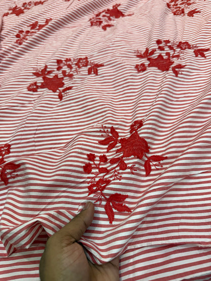 Buy Pure Cotton Seersucker Stripes Patchwork Embroidery Fabric with Big Width