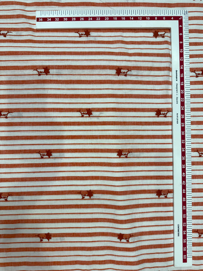 Buy Pure Cotton Linen Stripes Embroidery Fabric