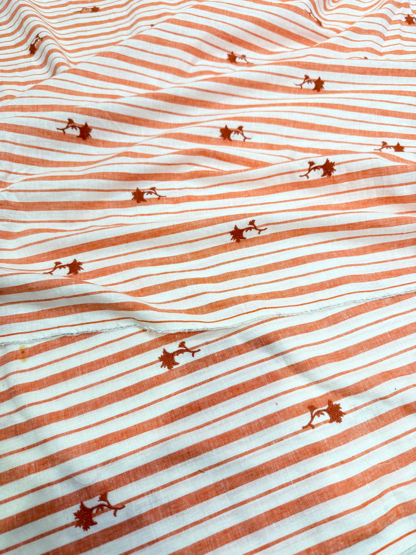Buy Pure Cotton Linen Stripes Embroidery Fabric