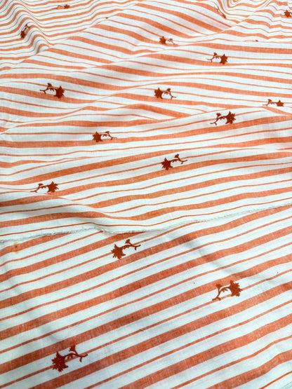 Buy Pure Cotton Linen Stripes Embroidery Fabric