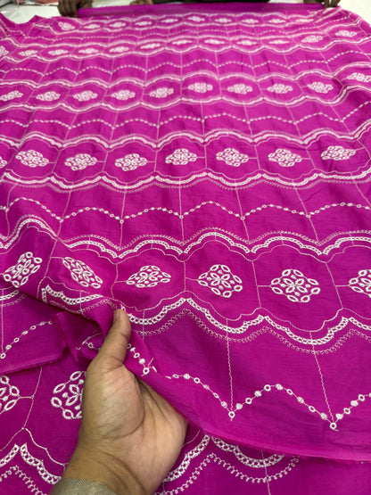 Buy Pure Cotton All-Over Schiffli Embroidery Fabric