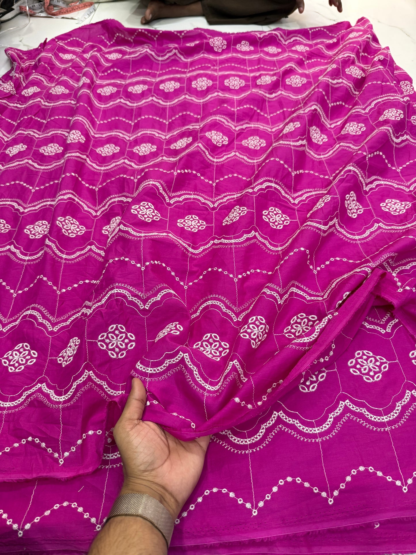 Buy Pure Cotton All-Over Schiffli Embroidery Fabric