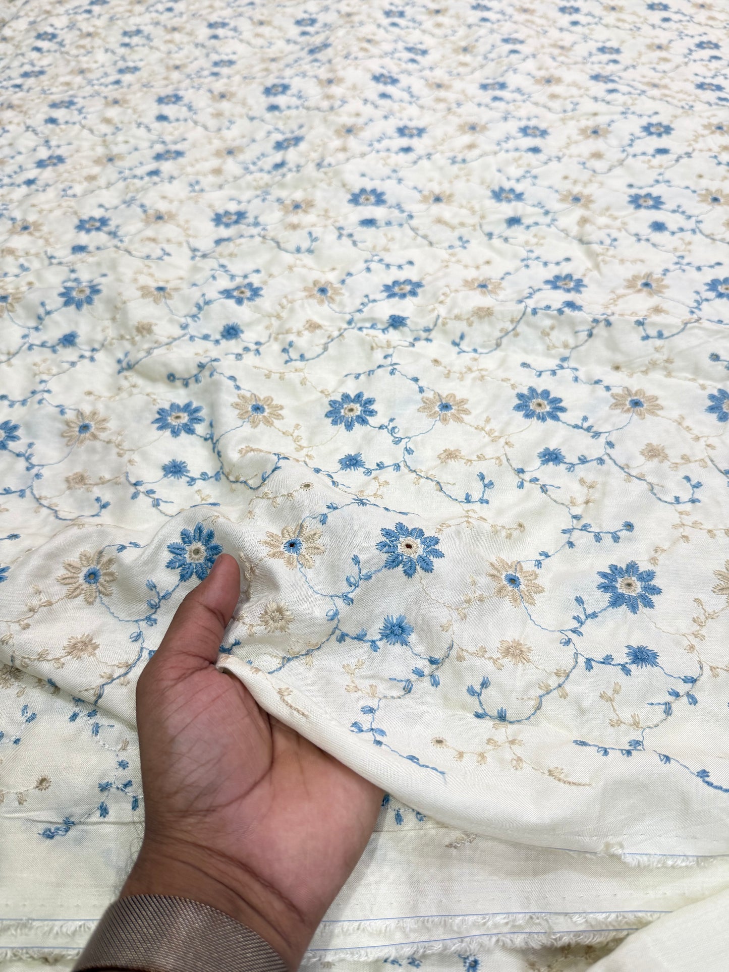 Buy Premium Viscose All-Over Floral Embroidery Fabric