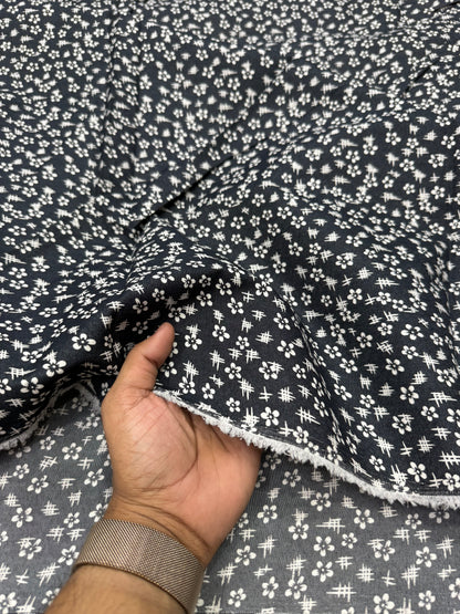 Buy  Premium Silky Denim Printed Fabric