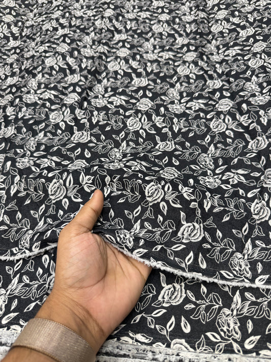 Buy Premium Cotton Denim Rose Sketch print