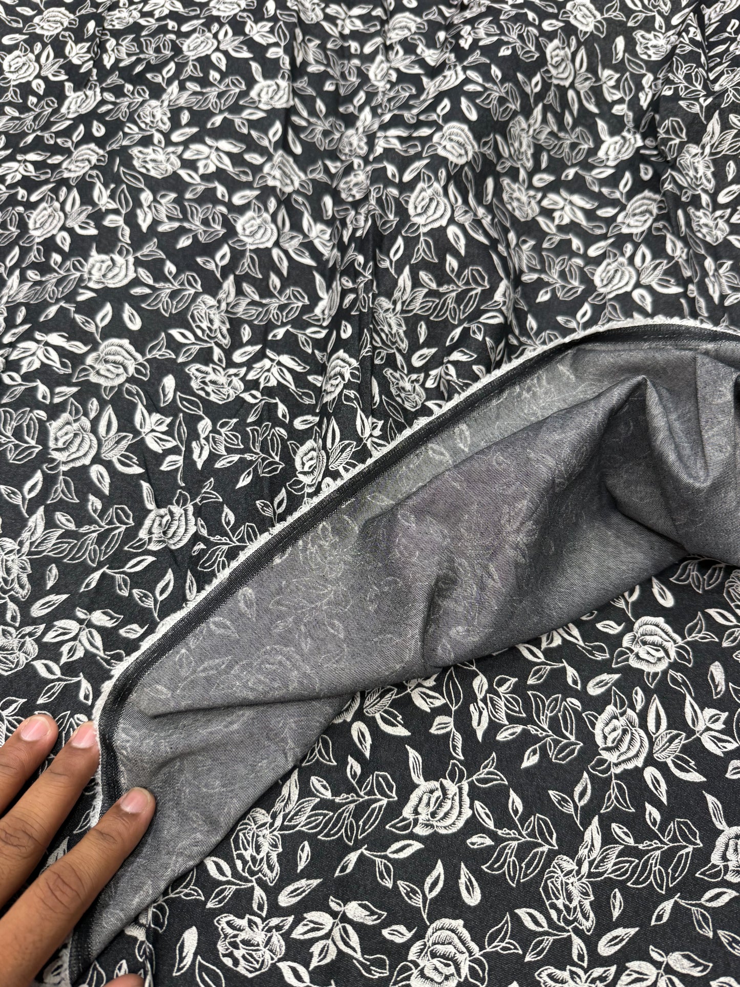 Buy Premium Cotton Denim Rose Sketch print