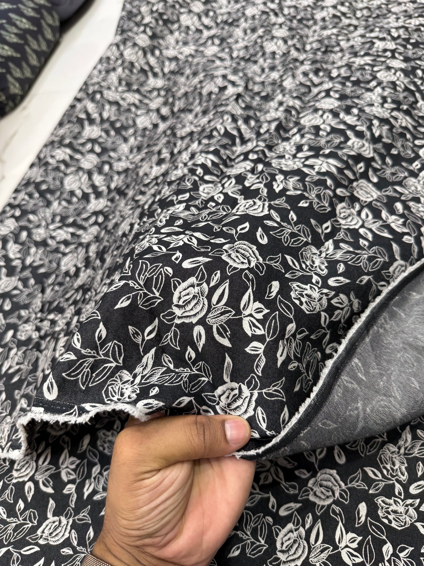 Buy Premium Cotton Denim Rose Sketch print