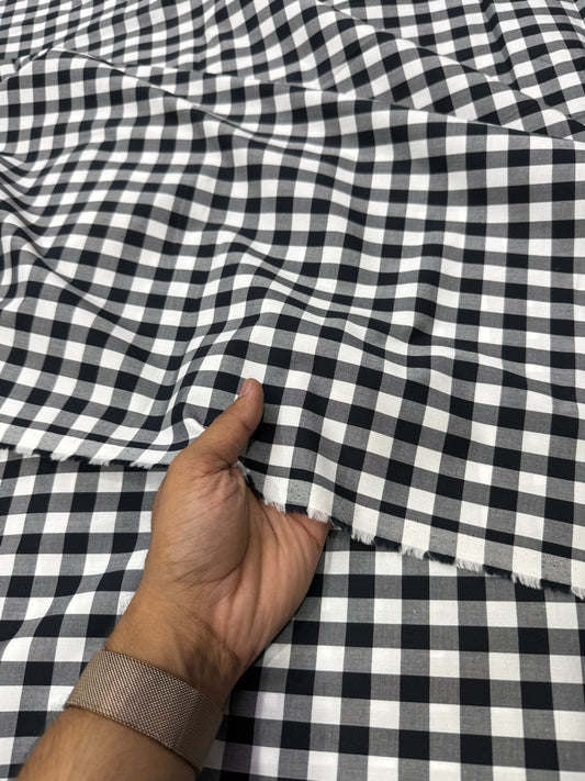 Buy Premium Cotton Yarn-Dyed Black White Gingham print