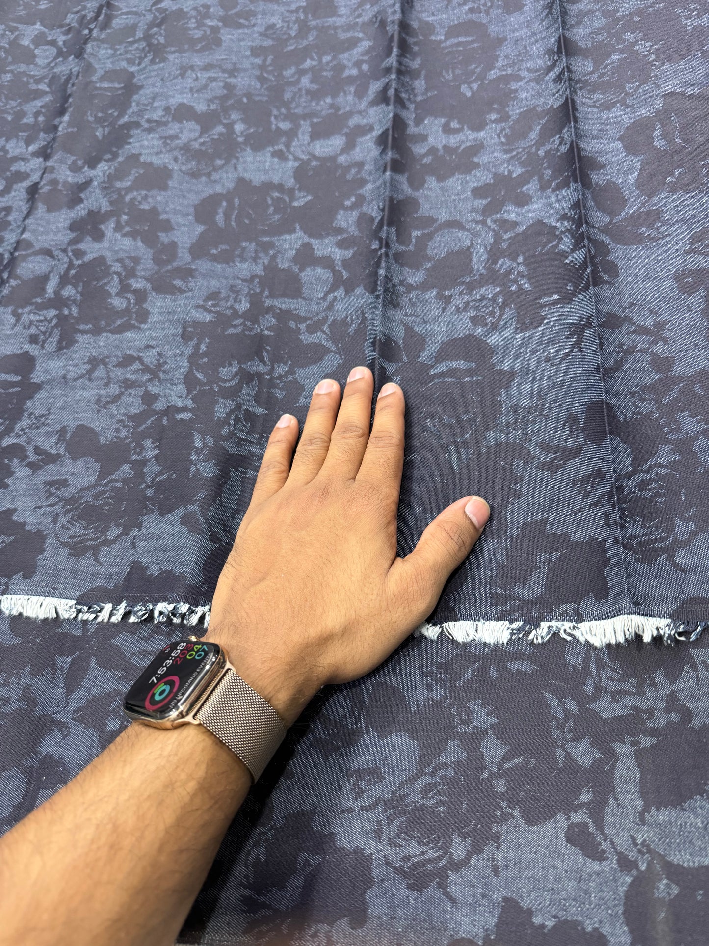 Buy Premium Silky Denim Tonal Floral print