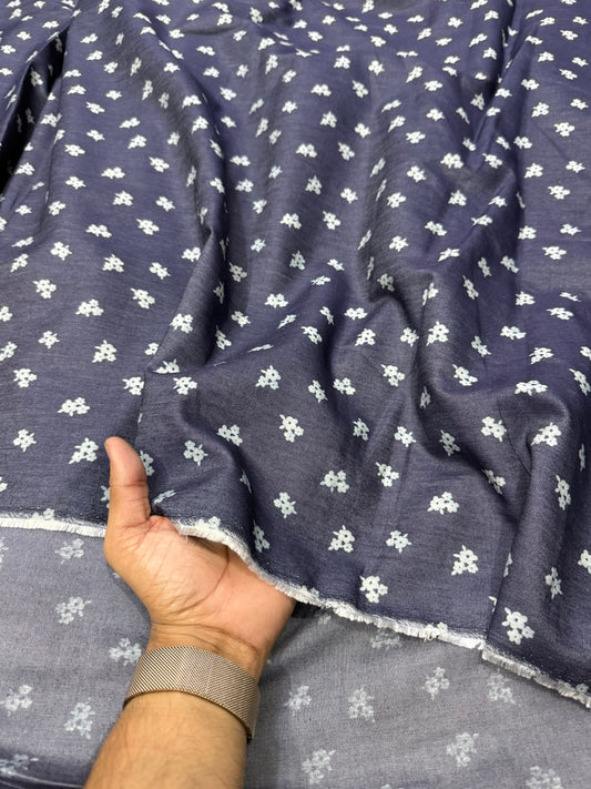 Buy Premium Silky Denim Ditsy print