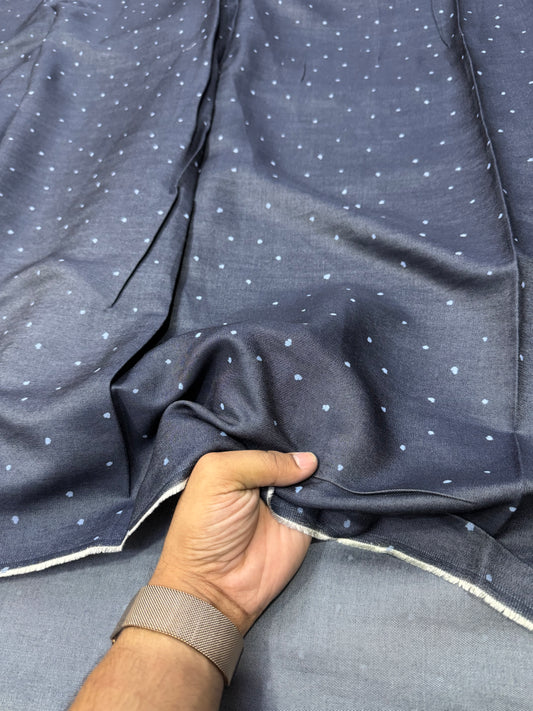 Buy Premium Silky Denim Polka Dot print
