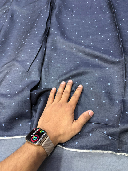 Buy Premium Silky Denim Polka Dot print