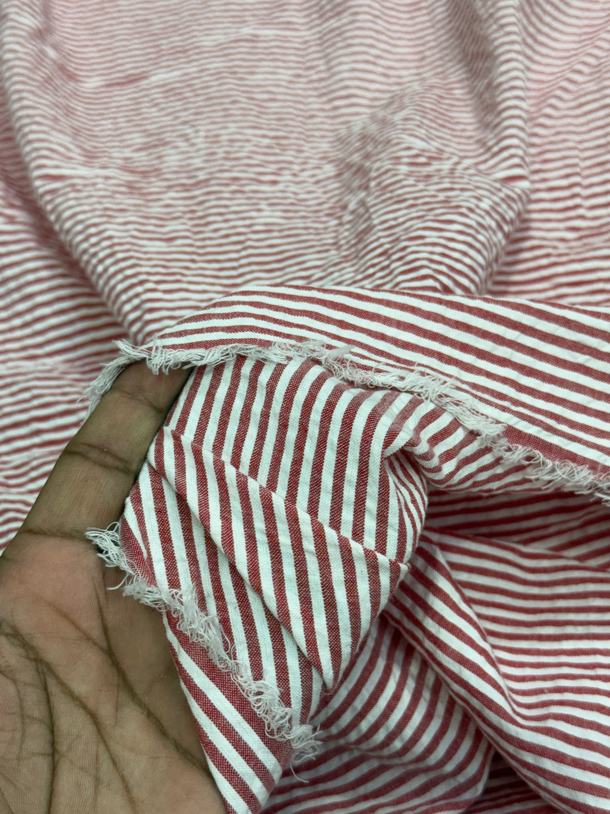 Buy Premium Yarn-Dyed Seersucker Cherry Stripe