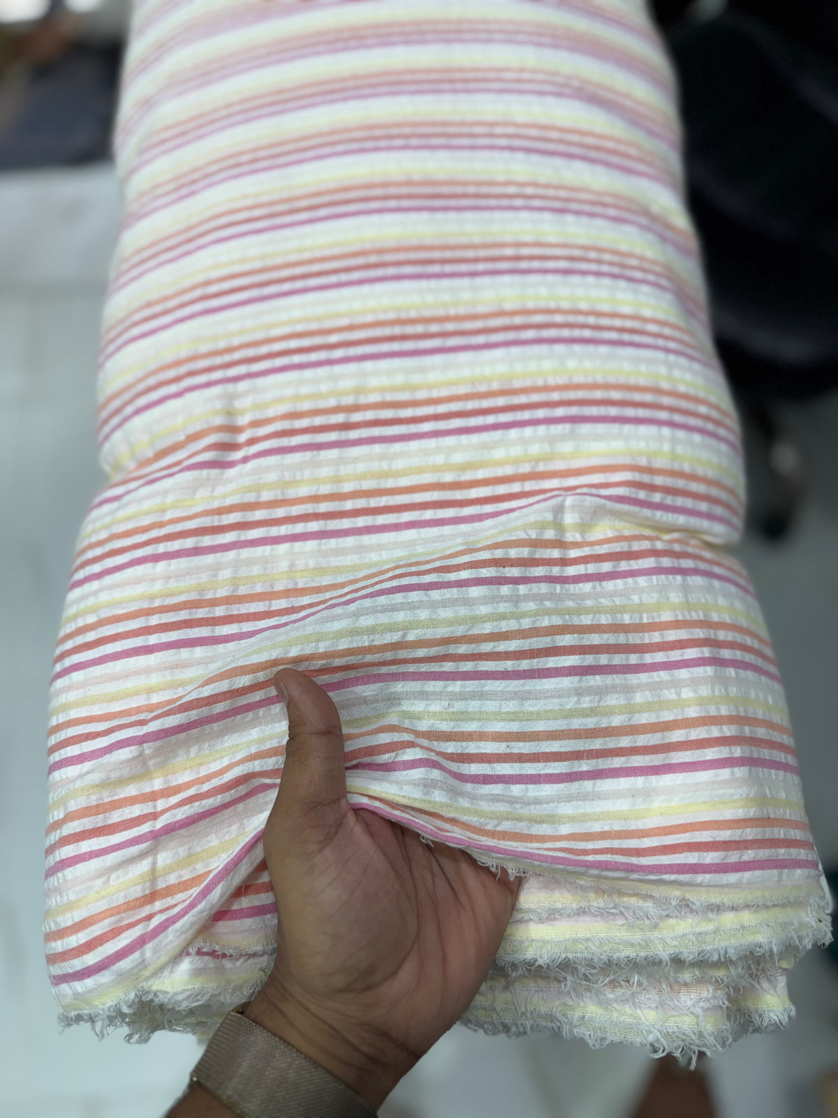 Buy Premium Yarn-Dyed Seersucker Rainbow Stripe