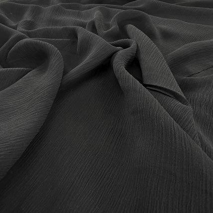 Rayon Solid Black Crinkled Crepe Fabric - MAF 