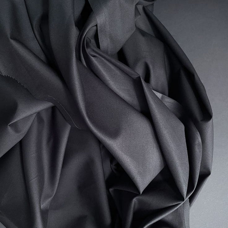 Buy Solid Charcoal Grey Pure Cotton Poplin Satin - MAF 