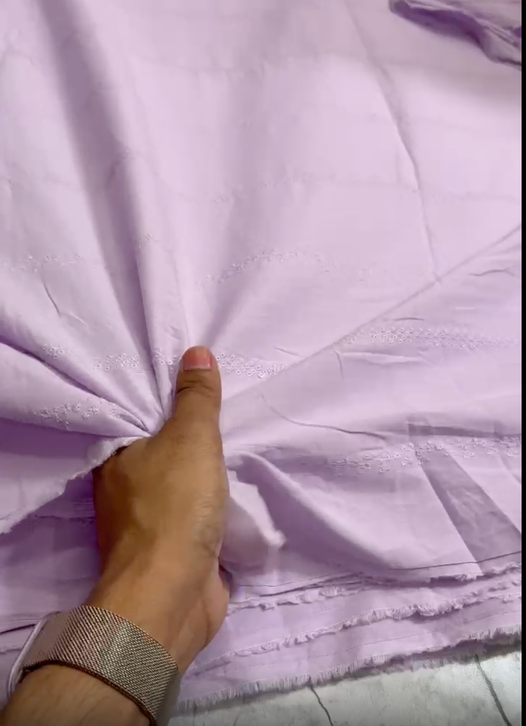 Buy Hakoba Lavender Lace Design Fabric - MAF 