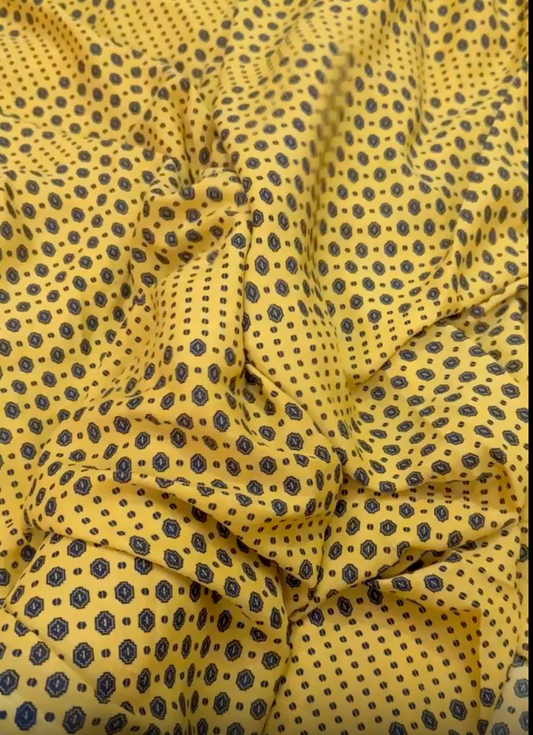 Buy Poly Crepe Yellow Beads Fabric - MAF 