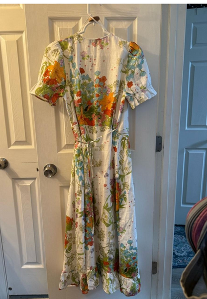 Buy Pure Linen Floral Printed Fabric
