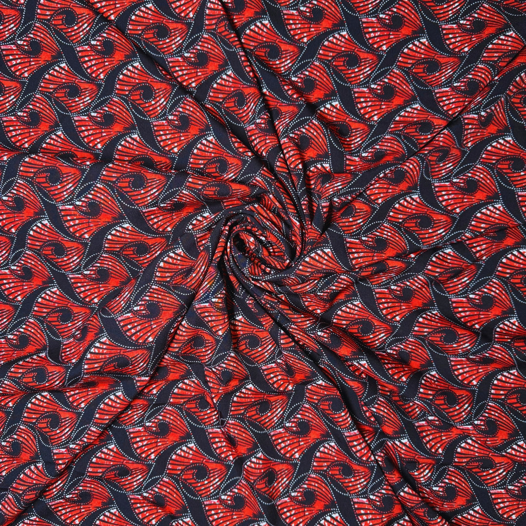 Poly Crepe Aesthetic Shaped Shell Printed Fabric - MAF 